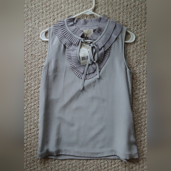 Kate spade‎ Antionette Gray Sleeveless Blouse with Ruffle Collar size XS - Picture 11 of 12